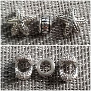 Sterling Silver Starfish Charm Beads - Fits Pandora Jewelry